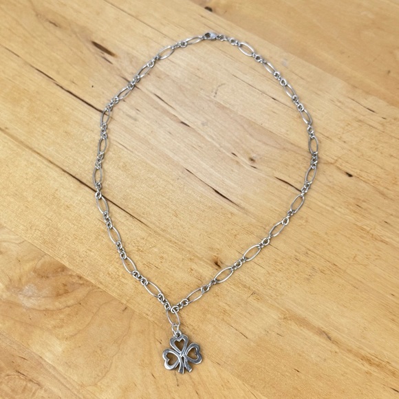 James Avery 925 Sterling Necklace Heart 3 Leaf Clover Shamrock Charm Pendant 16” - Picture 4 of 11